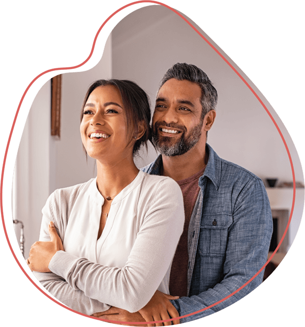 smiling couple embracing